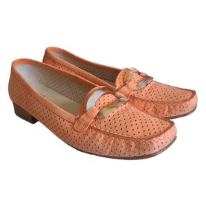 STUART WEITZMAN | Perforated Nubuck Suede Loafers in‎ Salmon - Size US 9…